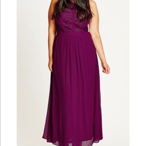 City Chic Burgundy Cage Maxi Dress